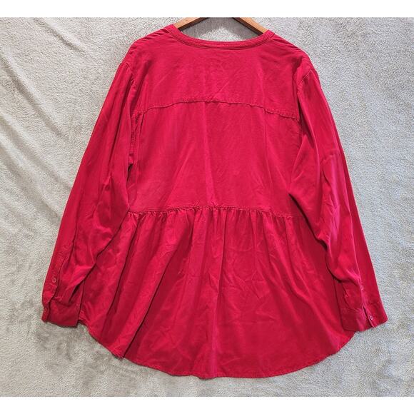 Torrid Womens Red Emma Babydoll Button Up Tunic Size 1X Drapey Lightweight - Picture 4 of 11